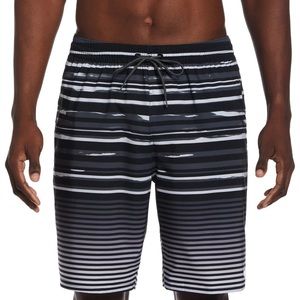 NEW Nike Black Mens 9" Fade Stripe Swim Trunks - S, M, L, XXL, 3XLT